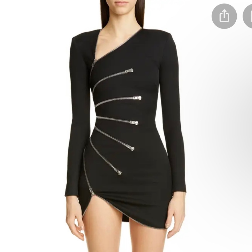 Alexander Wang Black Asymmetric Zip-Detail Bodycon Dress